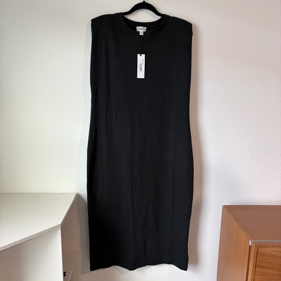Women’s The Drop Black Sleeveless Midi Dress  Size XXL - Padded Shoulder Stretch - Picture 2 of 5